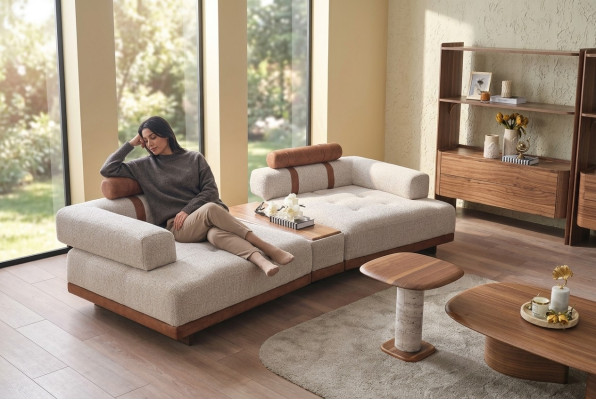 Sofá beige moderno de 3 plazas de lujo para sala de estar, diseño de muebles estilo tresillos grande XXL.