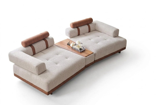 Sofá beige moderno de 3 plazas de lujo para sala de estar, diseño de muebles estilo tresillos grande XXL.