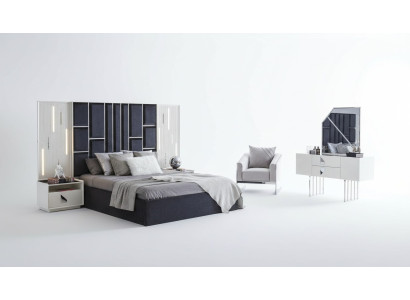 Schlafzimmer Möbel Nachttisch Polster Bett Schminktisch Komplett Set 5tlg