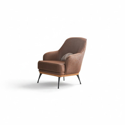 Acogedor sillón de diseño de tela marrón para la sala de estar. Nuevo.