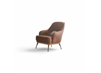 Acogedor sillón de diseño de tela marrón para la sala de estar. Nuevo.