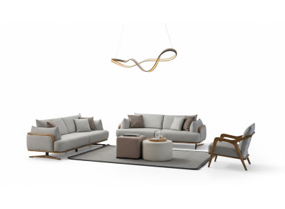 Muebles Sala de estar Juego de colores claros 2x Sofás de 3 plazas y sillón de 3 piezas.