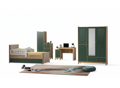 El conjunto de habitación infantil consta de cama + 2 armarios + escritorio de 4 piezas.