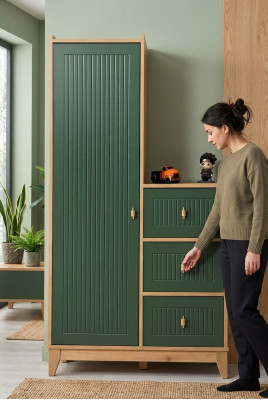 Elegante armario verde de madera para habitación infantil Novedad