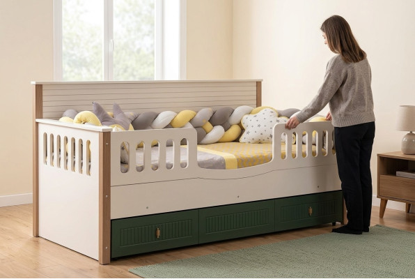 Estructura de la cama Cama infantil Cama habitación infantil Muebles de habitación infantil Madera clara
