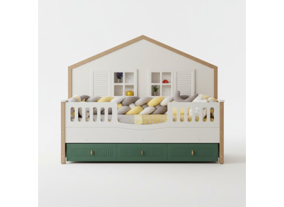 Marco de la cama Cama infantil de 200 cm Cama de niños Estructuras de cama de madera clara.