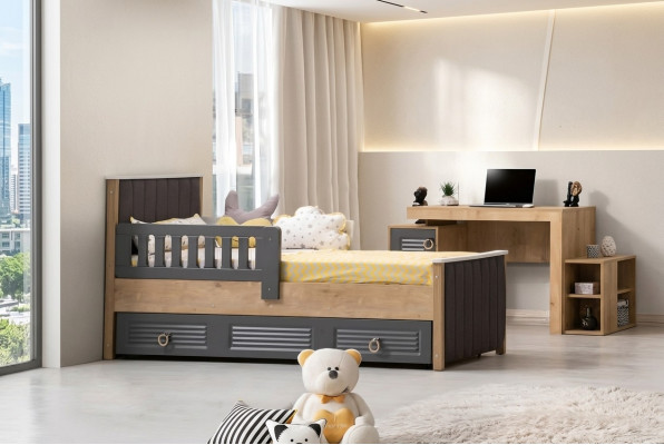 Marco de la cama cama infantil cama habitación infantil muebles de habitación infantil gris madera
