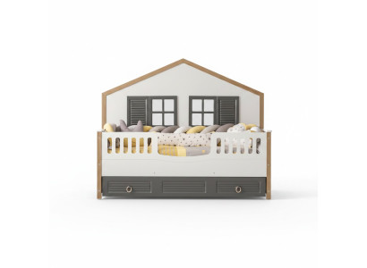 Marco de la cama Cama infantil perfecta Estructuras de cama gris de madera