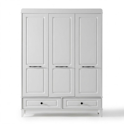 Armario blanco de madera, diseño de armario para habitaciones infantiles.