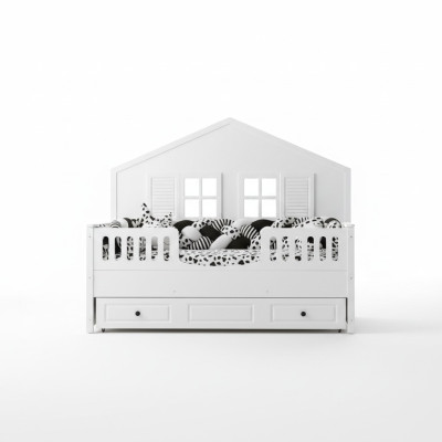 Cama infantil Cama de madera Cama funcional Extensible Blanco Madera Cama 90 x 200