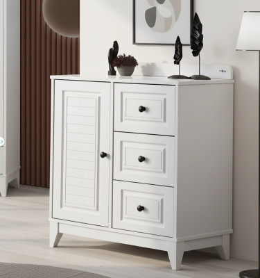 Lujoso y elegante tocador blanco de madera para bebé para la habitación de niños.