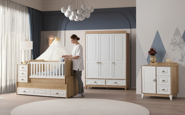 Juego completo de habitación infantil Cama Armario Cómoda Claro 3 piezas Nuevo