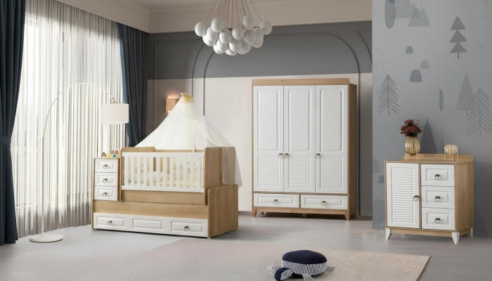 Juego completo de habitación infantil Cama Armario Cómoda Claro 3 piezas Nuevo