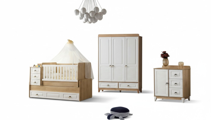 Juego completo de habitación infantil Cama Armario Cómoda Claro 3 piezas Nuevo