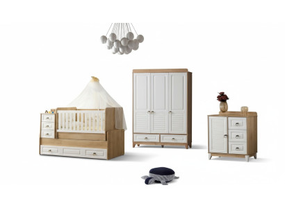 Juego completo de habitación infantil Cama Armario Cómoda Claro 3 piezas Nuevo