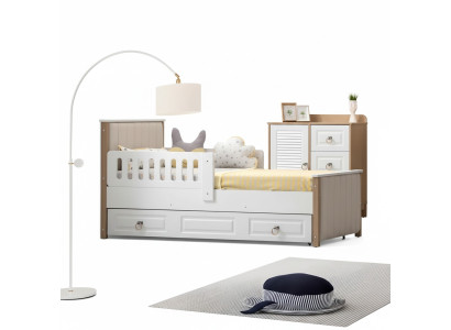 Estructura de cama infantil de 200 cm, cama para habitación infantil, estructura de cama de madera blanca.