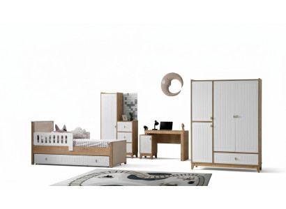 Conjunto de habitación infantil completo Cama 2x Armario Mesa Claro 4 piezas Nuevo.