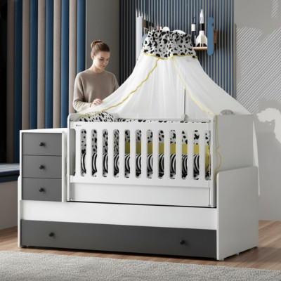 Cama infantil moderna de madera cama funcional cama extensible 200 madera blanco