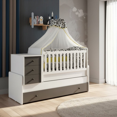 Cama infantil moderna de madera cama funcional cama extensible 200 madera blanco