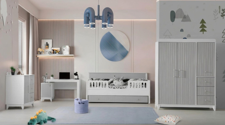 Conjunto de habitación infantil de 4 piezas: juego de muebles completo para una decoración perfecta.