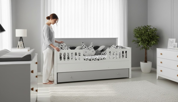 Cama infantil elegante: comodidad para pequeños soñadores Color gris lujoso