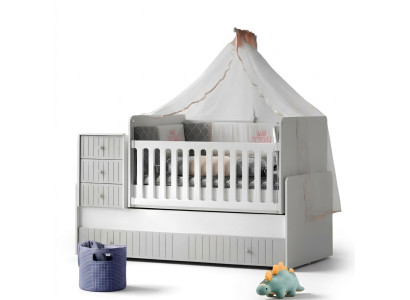 Elegante cama infantil acogedora para un sueño reparador de lujo en gris.
