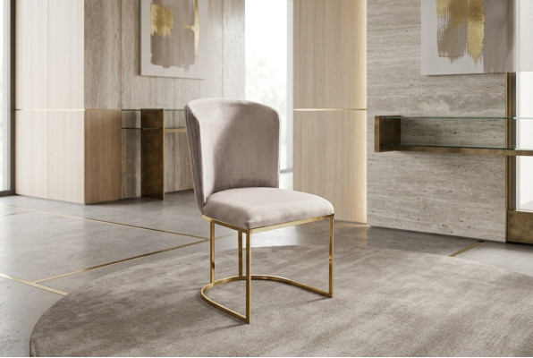 Silla Silla de comedor Beige Silla de cocina Silla con respaldo Lujo Moderno Novedad