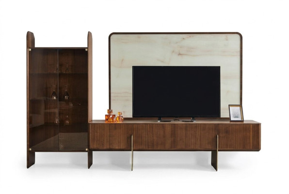 Conjunto de sala de estar consta de vitrina, bajo-mueble de TV y marco de TV 3 piezas. Nuevo.