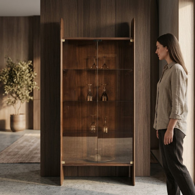 Vitrina armario de lujo de madera estilo marrón vidrio nuevo armarios vitrina