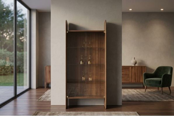 Vitrina armario de lujo de madera estilo marrón vidrio nuevo armarios vitrina