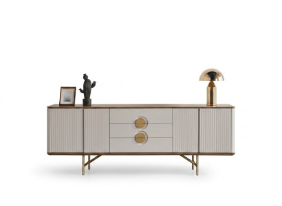 Conjunto de comedor perfecto, compuesto por aparador beige y espejo de 2 piezas, nuevo.