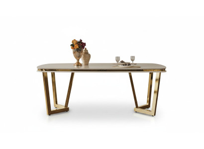 Mesa de comedor de madera comedor Mesas de comedor Estilo Moderno beige Diseño Acero inoxidable