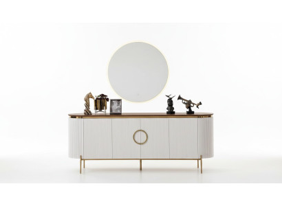 Comedor Set consta de aparador y espejo beige con elementos dorados