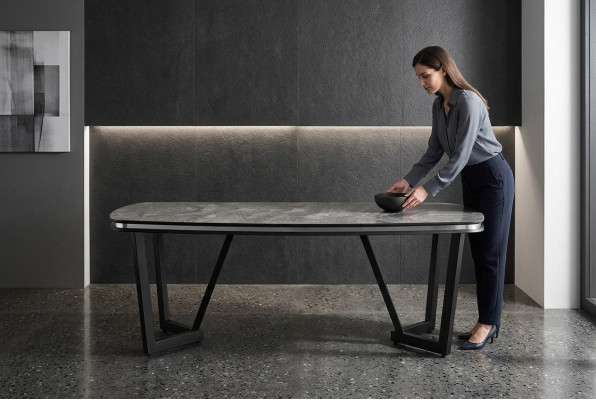 Mesa de comedor moderna de madera Mesas de comedor Estilo negro Diseño
