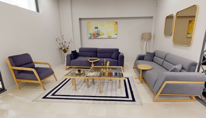 Conjunto de asientos gris-azul moderno Sofás de diseñador de lujo de 3 plazas Silla de diseñador