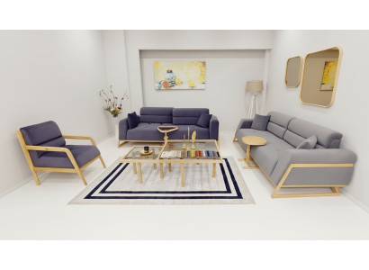 Conjunto de asientos gris-azul moderno Sofás de diseñador de lujo de 3 plazas Silla de diseñador