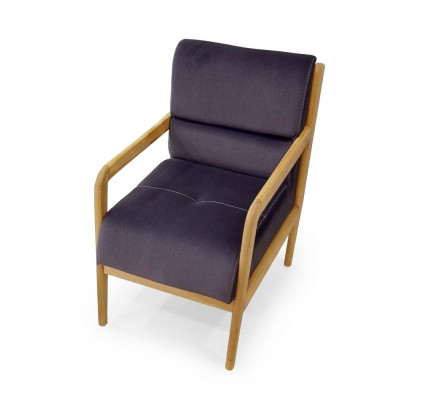 Moderno sillón azul para salón, tapizado, asiento individual con reposabrazos