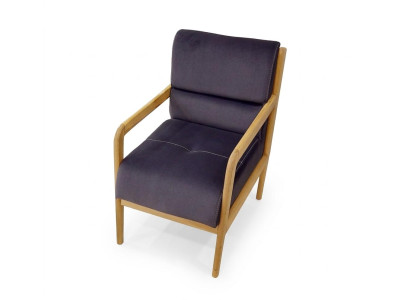 Moderno sillón azul para salón, tapizado, asiento individual con reposabrazos