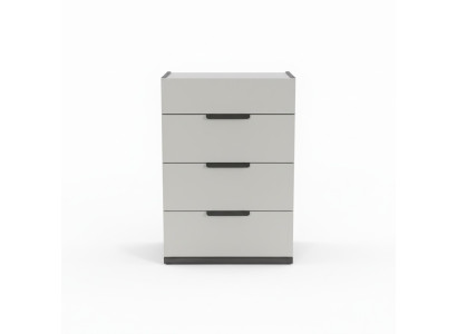 Cómoda de dormitorio de diseño de madera de lujo gris y blanco con 4 cajones.