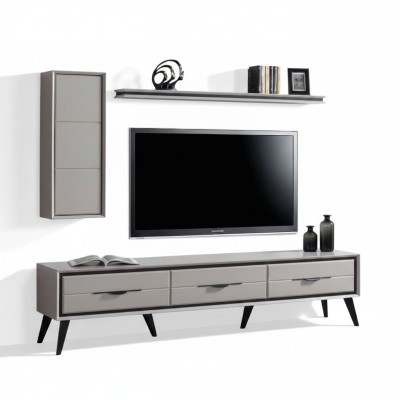 Elegante mueble de TV de 3 puertas moderno, estantería de diseñador.