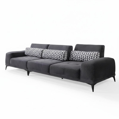 Sofá de lujo moderno para la sala de estar de 4 plazas en gris, muebles tapizados nuevos.