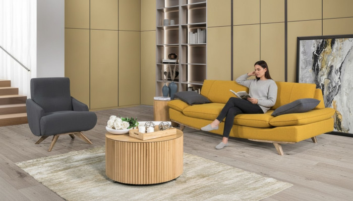 Elegante juego de sala, diseñador de sofá de lujo de 3 plazas con 2 sillones.