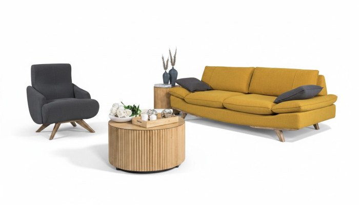 Elegante juego de sala, diseñador de sofá de lujo de 3 plazas con 2 sillones.