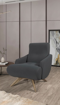 Silla de salón gris, diseño de una sola plaza, sillón tapizado, muebles de sala de estar