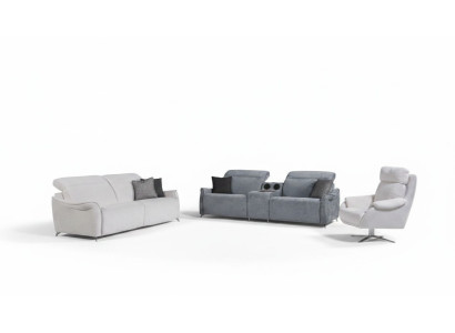 Juego de sala de estar de lujo con 2 sofás de 3 plazas con sistema de música y sillón.
