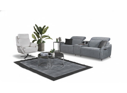 Conjunto de sofás modernos para la sala de estar: sofá de 3 plazas y sofás individuales tapizados.