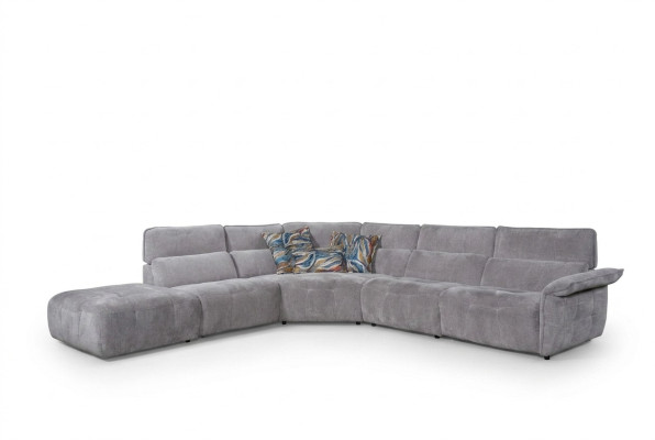 Elegante sofá de esquina gris en forma de L para sala de estar, sofá de diseñador de lujo.