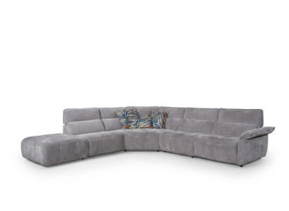 Elegante sofá de esquina gris en forma de L para sala de estar, sofá de diseñador de lujo.