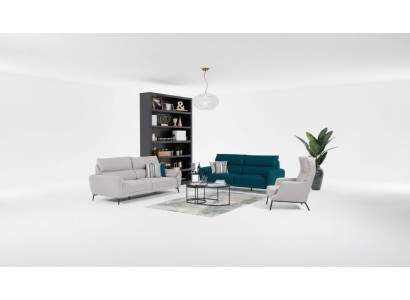 Elegante conjunto de asientos de sala de estar con 2 sofás de 3 plazas y un sillón, juego de 3 piezas.