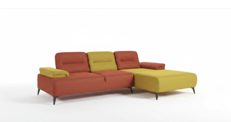 Sofá de esquina en forma de L bicolor, sofá de salón de diseñador, sofá moderno.